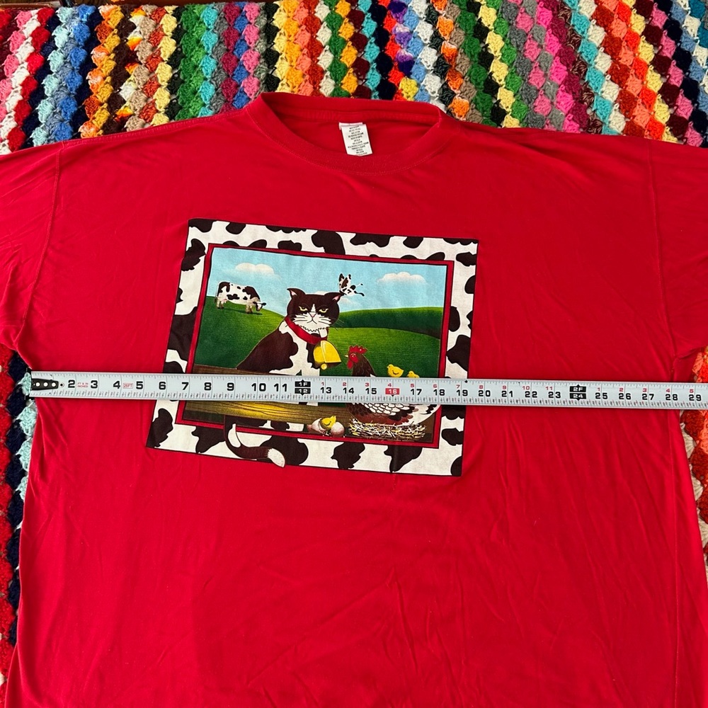 Vintage Y2K Cat Cow Print Chickens Funny Farm Long Sleep Shirt Nightie T… - Picture 5 of 11
